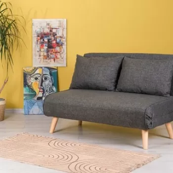 Canapea extensibila cu 2 locuri, Futon, 859FTN2714, Metal , Gri inchis imagine