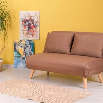 Canapea extensibila cu 2 locuri, Futon, 859FTN2715, Metal , Maro imagine