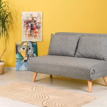 Canapea extensibila cu 2 locuri, Futon, 859FTN2716, Metal , Gri deschis imagine