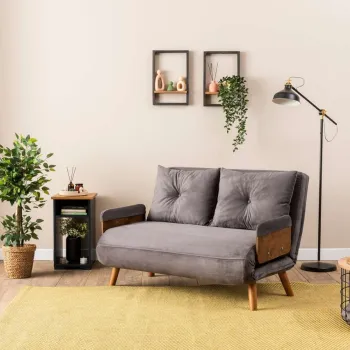 Canapea extensibila cu 2 locuri, Futon, 859FTN2718, Metal , Gri imagine