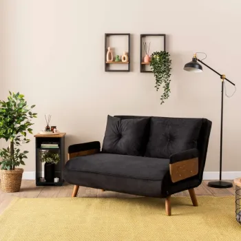 Canapea extensibila cu 2 locuri, Futon, 859FTN2721, Metal , Negru imagine