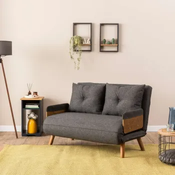 Canapea extensibila cu 2 locuri, Futon, 859FTN2724, Metal , Gri inchis imagine