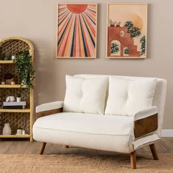 Canapea extensibila cu 2 locuri, Futon, 859FTN2726, Metal , Alb imagine