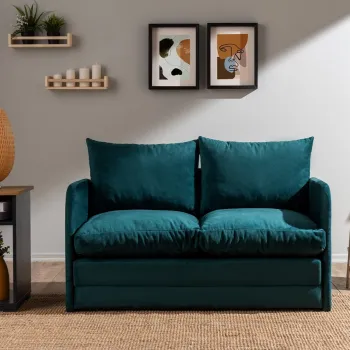 Canapea extensibila cu 2 locuri, Futon, 859FTN2871, Metal , Verde petrol imagine