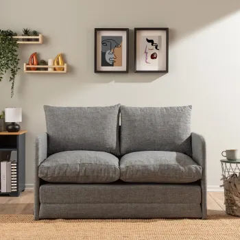 Canapea extensibila cu 2 locuri, Futon, 859FTN2874, Metal , Gri deschis imagine