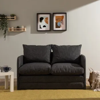 Canapea extensibila cu 2 locuri, Futon, 859FTN2875, Metal , Gri inchis imagine