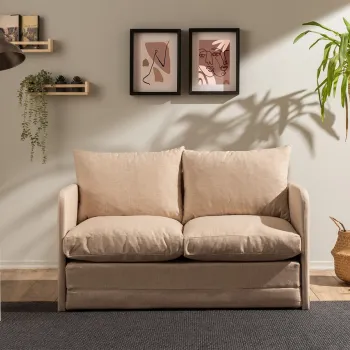 Canapea extensibila cu 2 locuri, Futon, 859FTN2877, Metal , Bej imagine