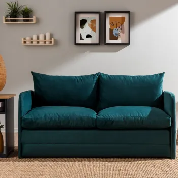 Canapea extensibila cu 2 locuri, Futon, 859FTN2885, Metal , Verde petrol imagine