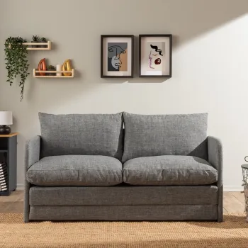 Canapea extensibila cu 2 locuri, Futon, 859FTN2888, Metal , Gri deschis imagine