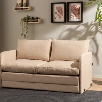 Canapea extensibila cu 2 locuri, Futon, 859FTN2891, Metal , Bej imagine