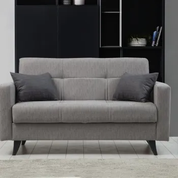 Canapea extensibila cu 2 locuri, Misty, 730MST1105, Cadru: METAL/LEMN, Gri deschis imagine