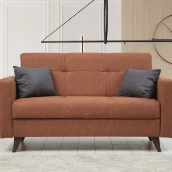 Canapea extensibila cu 2 locuri, Misty, 730MST1107, Cadru: METAL/LEMN, Caramiziu imagine