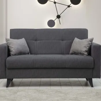 Canapea extensibila cu 2 locuri, Misty, 730MST1108, Cadru: METAL/LEMN, Gri inchis imagine