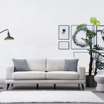 Canapea extensibila cu 3 locuri, Artie, 560ARE1318, Lemn de fag / PAL, Bej imagine