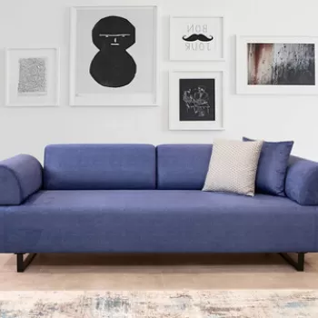 Canapea extensibila cu 3 locuri, Artie, 560ARE1321, Lemn de fag / PAL, Albastru imagine