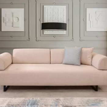 Canapea extensibila cu 3 locuri, Artie, 560ARE1325, Lemn de fag / PAL, Bej imagine