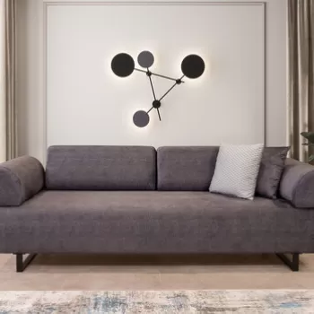 Canapea extensibila cu 3 locuri, Artie, 560ARE1327, Lemn de fag / PAL, Antracit imagine