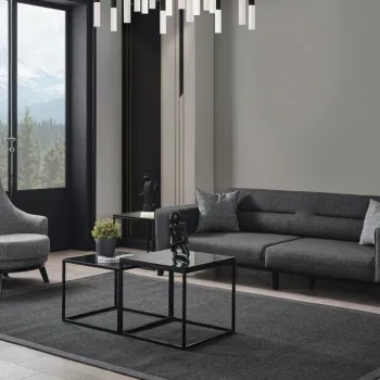 Canapea extensibila cu 3 locuri, Artie, 560ARE2902, Lemn de fag / PAL, Antracit imagine