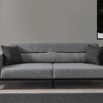 Canapea extensibila cu 3 locuri, Artie, 560ARE2904, Lemn de fag / PAL, Gri deschis imagine