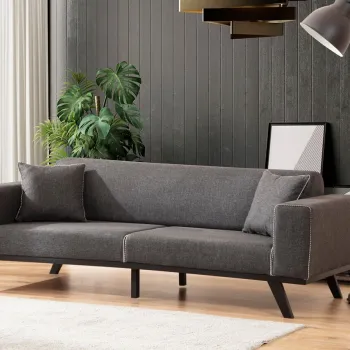 Canapea extensibila cu 3 locuri, Artie, 560ARE2915, Lemn de fag / PAL, Antracit imagine