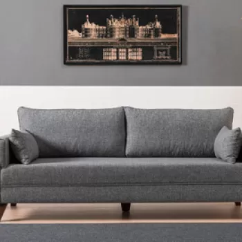 Canapea extensibila cu 3 locuri, Balcab Home, 825BLC1501, Lemn / MDF, Gri imagine