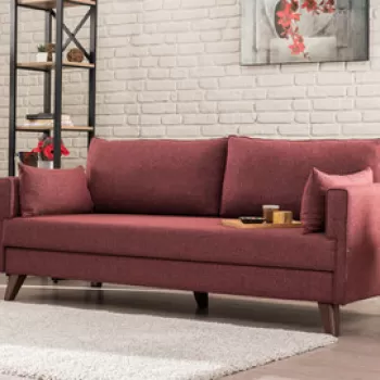 Canapea extensibila cu 3 locuri, Balcab Home, 825BLC1517, Lemn / MDF, Rosu claret imagine