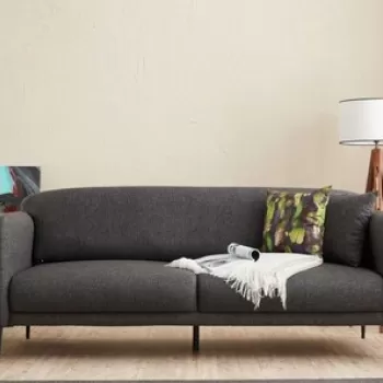 Canapea extensibila cu 3 locuri, Balcab Home, 825BLC2754, Lemn de fag, Antracit imagine