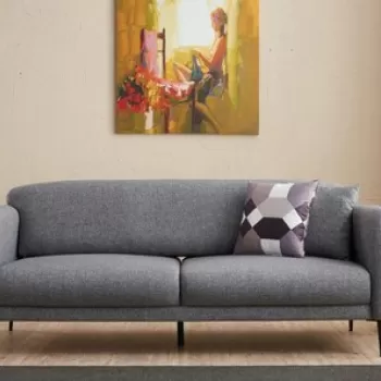 Canapea extensibila cu 3 locuri, Balcab Home, 825BLC2755, Lemn de fag, Gri imagine