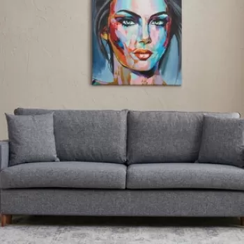 Canapea extensibila cu 3 locuri, Balcab Home, 825BLC2778, Lemn de brad / PAL, Gri imagine