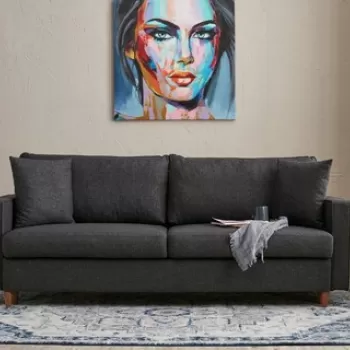 Canapea extensibila cu 3 locuri, Balcab Home, 825BLC2779, Lemn de brad / PAL, Antracit imagine