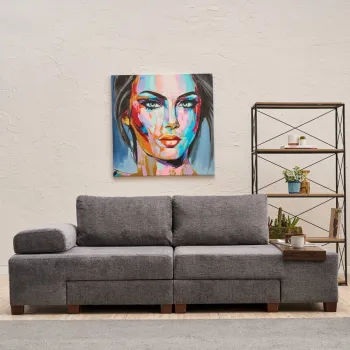 Canapea extensibila cu 3 locuri, Balcab Home, 825BLC4307, Lemn, Gri imagine