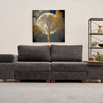 Canapea extensibila cu 3 locuri, Balcab Home, 825BLC4308, Lemn, Antracit imagine