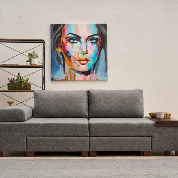 Canapea extensibila cu 3 locuri, Balcab Home, 825BLC4310, Lemn, Gri imagine