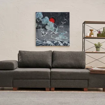 Canapea extensibila cu 3 locuri, Balcab Home, 825BLC4311, Lemn, Antracit imagine