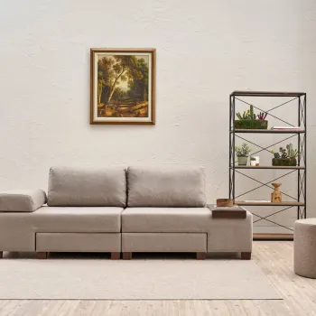 Canapea extensibila cu 3 locuri, Balcab Home, 825BLC4312, Lemn, Crem imagine