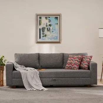 Canapea extensibila cu 3 locuri, Balcab Home, 825BLC5246, Cadru: LEMN/MDF/PLA, Gri imagine