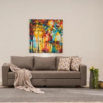 Canapea extensibila cu 3 locuri, Balcab Home, 825BLC5250, Cadru: LEMN/MDF/PLA, Maro imagine