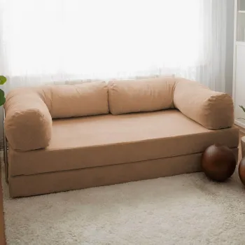 Canapea extensibila cu 3 locuri, Evalina, 383EVN1266, Material: 100% catifea PES, Maro imagine