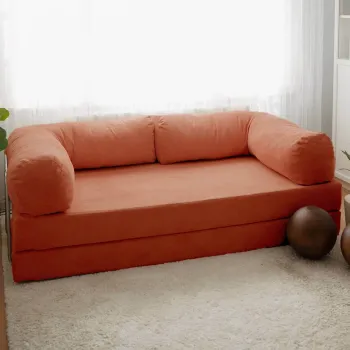 Canapea extensibila cu 3 locuri, Evalina, 383EVN1267, Material: 100% catifea PES, Rosu vermilion imagine