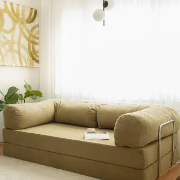 Canapea extensibila cu 3 locuri, Evalina, 383EVN1269, Material: 100% catifea PES, Kaki / imagine