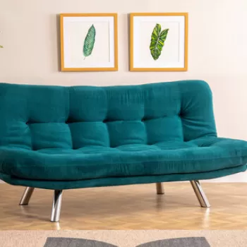 Canapea extensibila cu 3 locuri, Futon, 859FTN2803, Metal, Verde petrol imagine