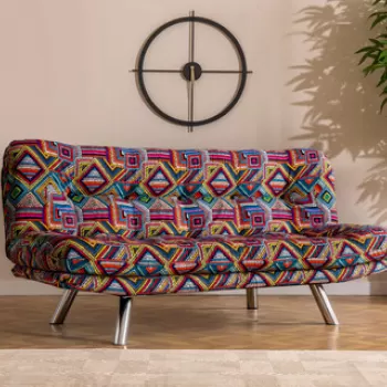 Canapea extensibila cu 3 locuri, Futon, 859FTN2804, Metal, Multicolor imagine