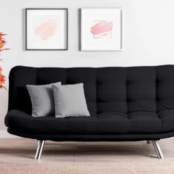 Canapea extensibila cu 3 locuri, Futon, 859FTN2805, Metal, Negru imagine