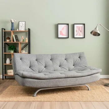 Canapea extensibila cu 3 locuri, Futon, 859FTN2897, Metal , Gri deschis imagine