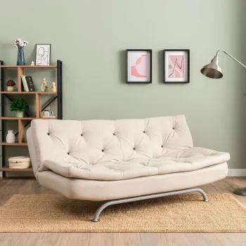 Canapea extensibila cu 3 locuri, Futon, 859FTN2898, Metal , Bej imagine