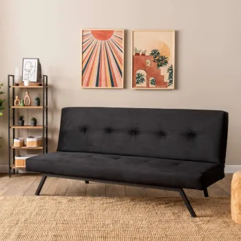 Canapea extensibila cu 3 locuri, Futon, 859FTN2900, Metal , Negru imagine