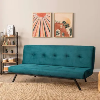 Canapea extensibila cu 3 locuri, Futon, 859FTN2901, Metal , Verde petrol imagine