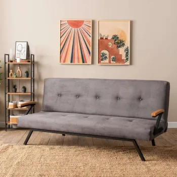 Canapea extensibila cu 3 locuri, Futon, 859FTN2903, Metal , Gri imagine