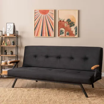 Canapea extensibila cu 3 locuri, Futon, 859FTN2904, Metal , Negru imagine