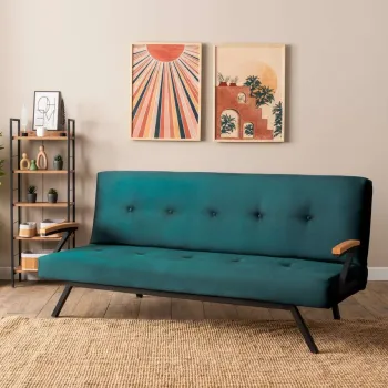 Canapea extensibila cu 3 locuri, Futon, 859FTN2905, Metal , Verde petrol imagine